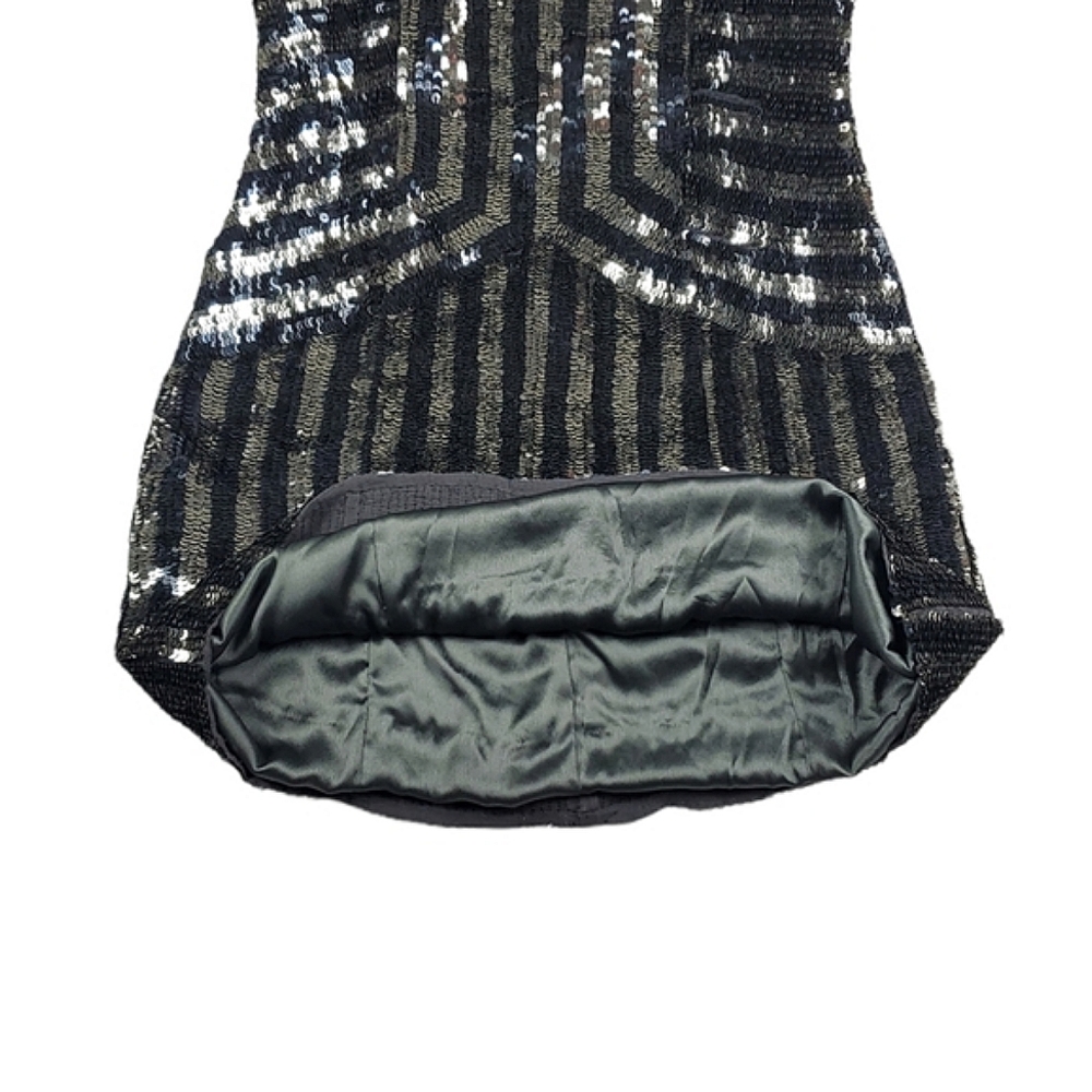 Parker Silver and Black Sequin Mini Dress - Picture 4 of 8